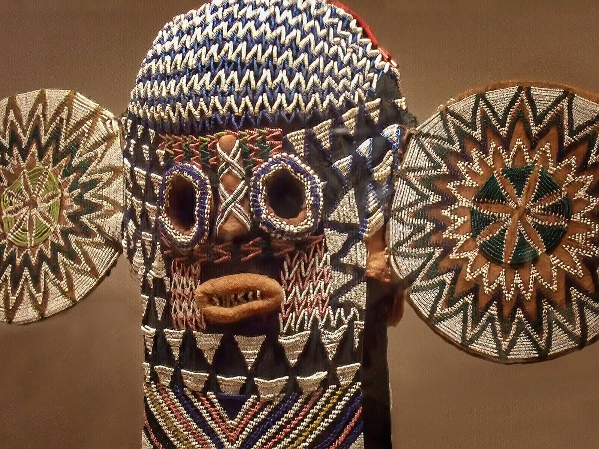Close-up of Bamiléké elephant mask beadwork